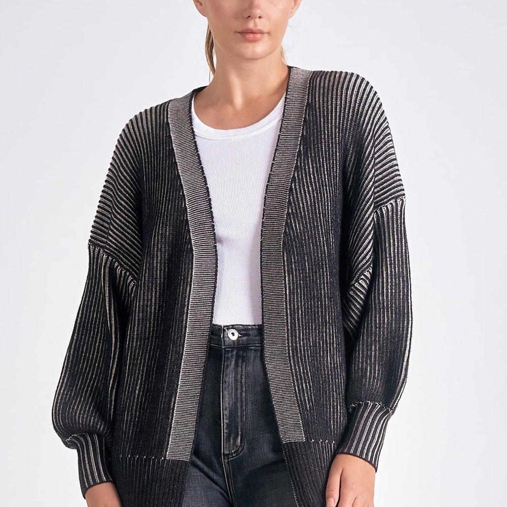 RIBBED OMBRE SWEATER CARDIGAN